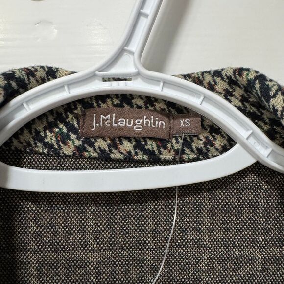 J Mclaughlin Makayla Dress XS Houndstooth Jacquard 3/4 Sleeve Collar 1/2 Zip NWT - Picture 2 of 7